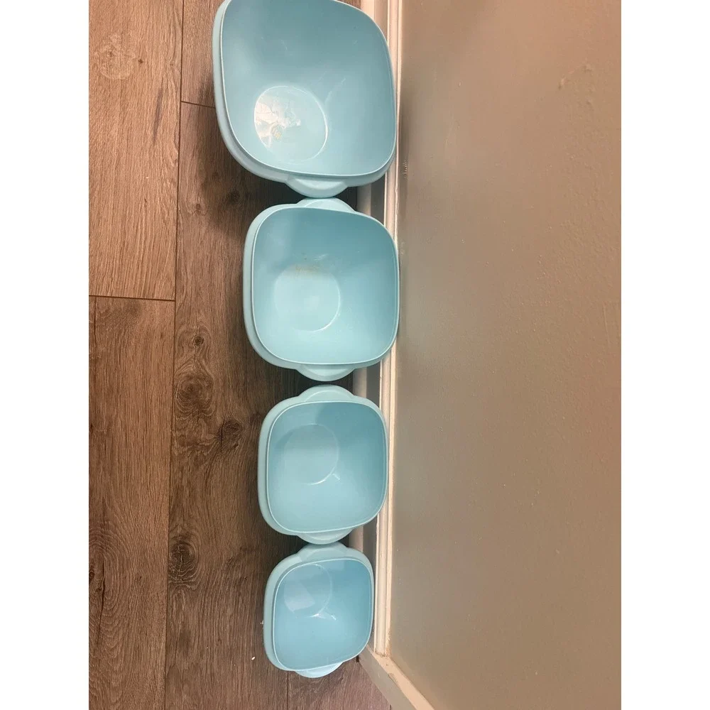 The Pioneer Woman Nesting Mixing Bowls 4pc‎ Set Blue Floral Rose Good no lid